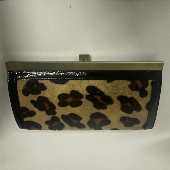 Nordstrom Genuine Leather Leopard Print Hair Wallet Hand Purse 8.25 x 4.5 inch - Picture 5 of 8
